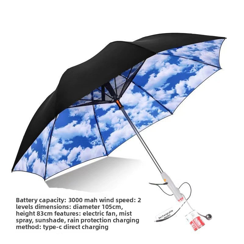 Cooling Umbrella with Fan and Mist Spray