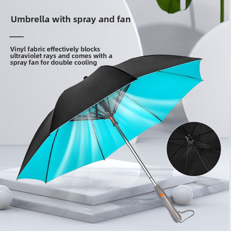 Cooling Umbrella with Fan and Mist Spray